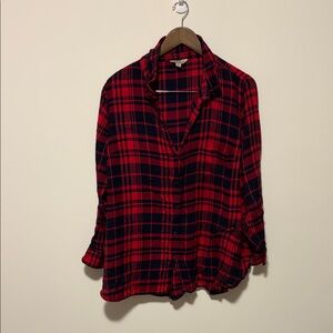 Lucky Brand Red and Blue Checkered Button-Up Shirt